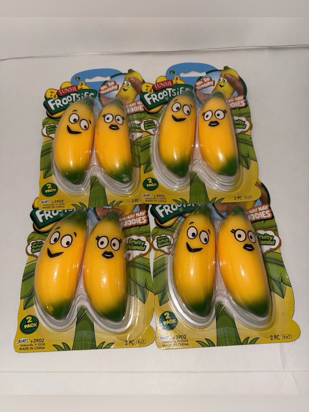 Ja-Ru Funsie Frootsies Stretchy Banana Squishy Sensory Fidget Toy Soft  LOT 4